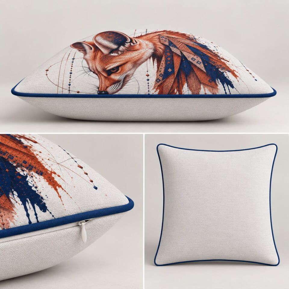 Dekoratif Kırlent - Çöl Tilkisi Baskılı, İç Dolgulu 45x45 cm - Adaptasyon